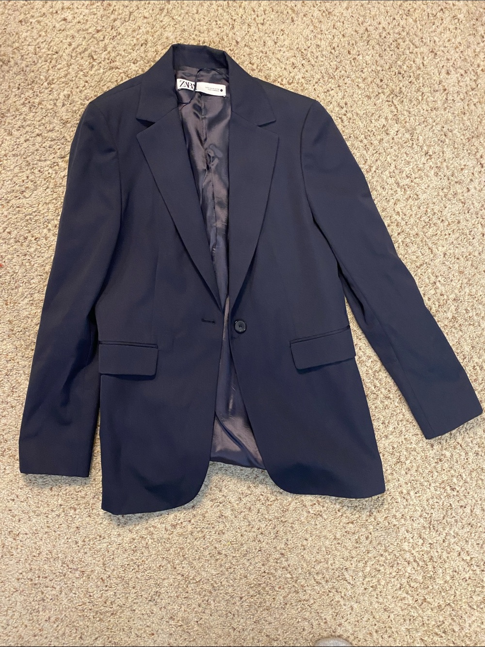 Zara Dark Blue Single-Button Blazer